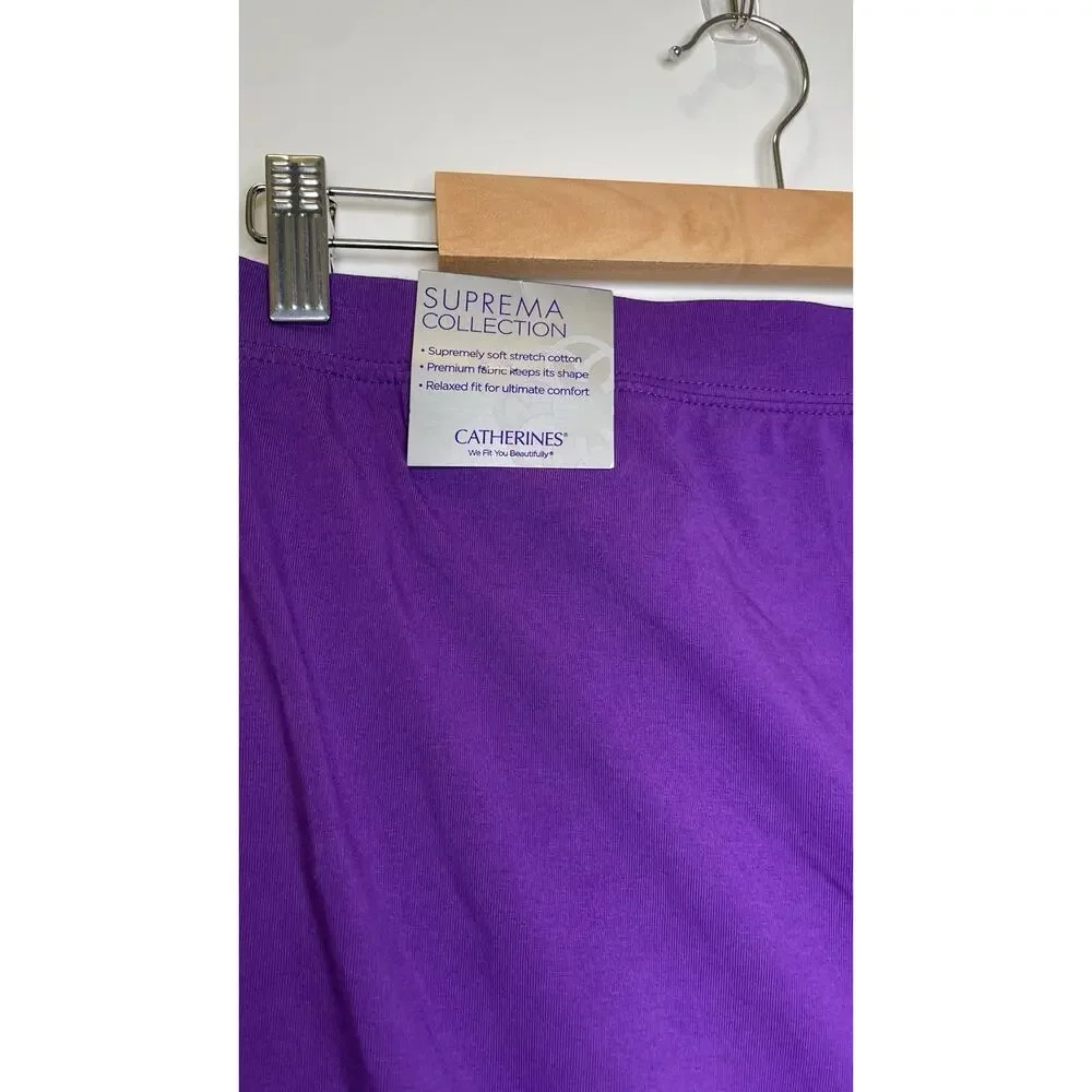 NWT Catherines Suprema Collection Cotton Knit Capri Pants Purple 5X (34/36) - Picture 10 of 12